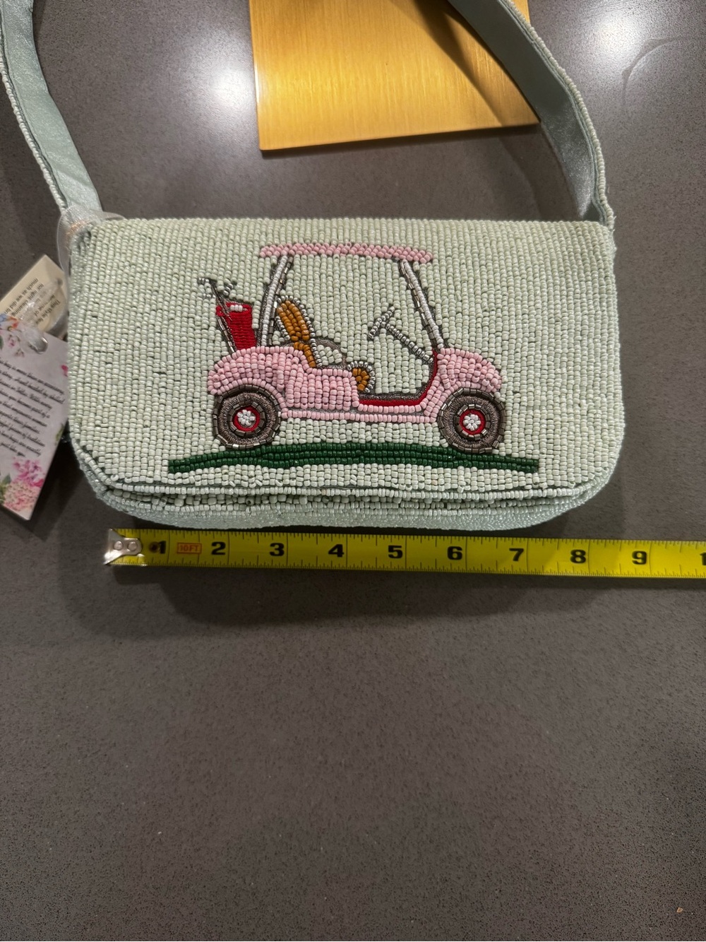 VIRAL TJMaxx Beaded Golf Cart Shoulder Bag - Mint with Pink Accent - Picture 3 of 4